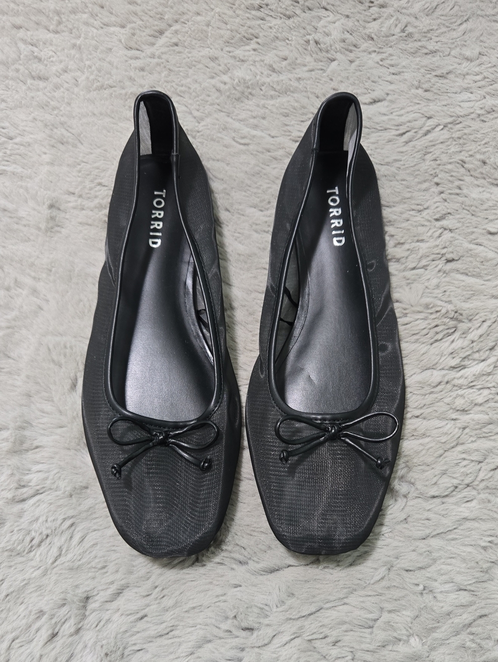 Torrid Mesh Ballet black bow flats shoes size 10